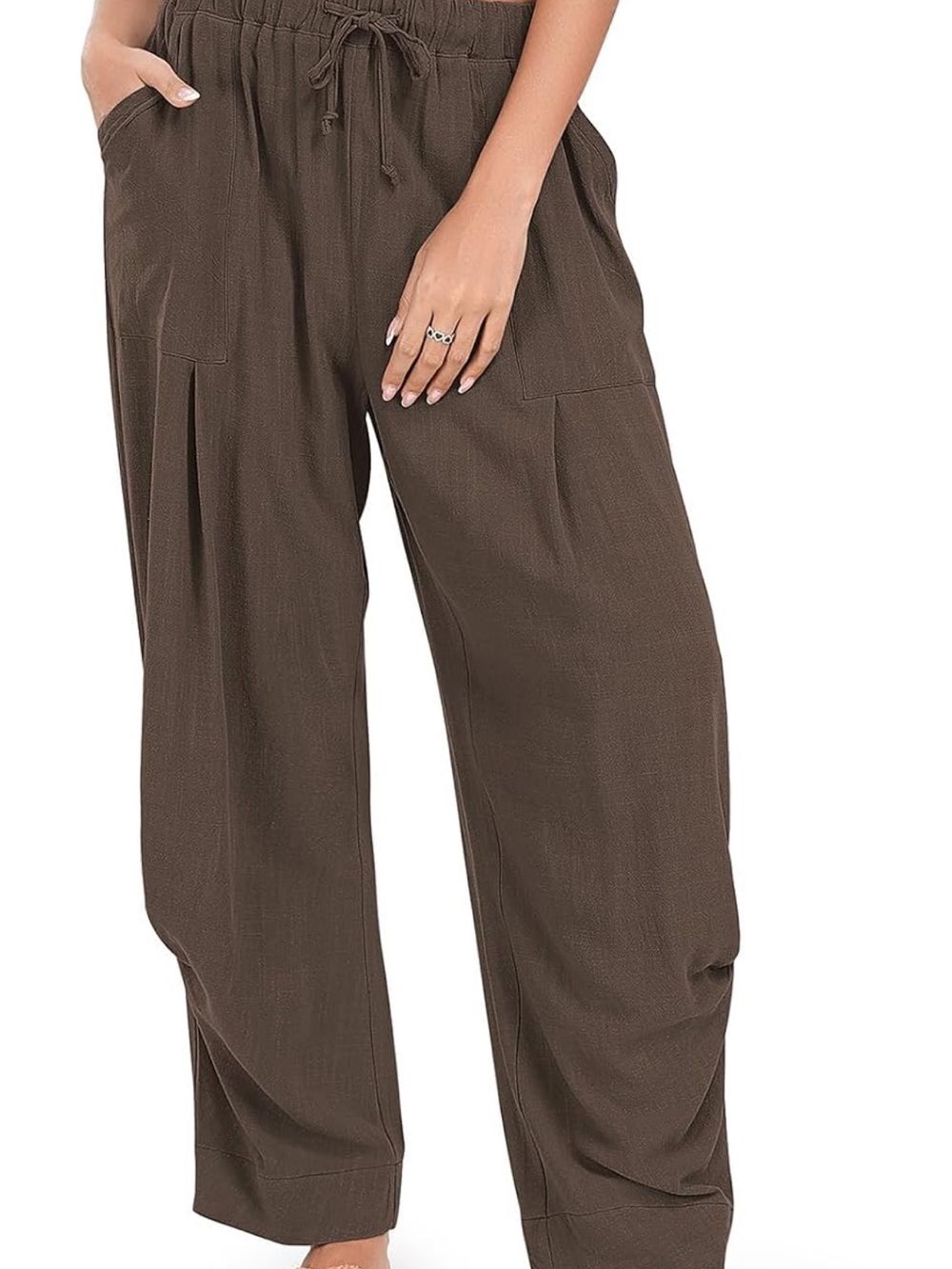 Womens Linen Barrel Pants Casual Summer Travel Lounger trousers